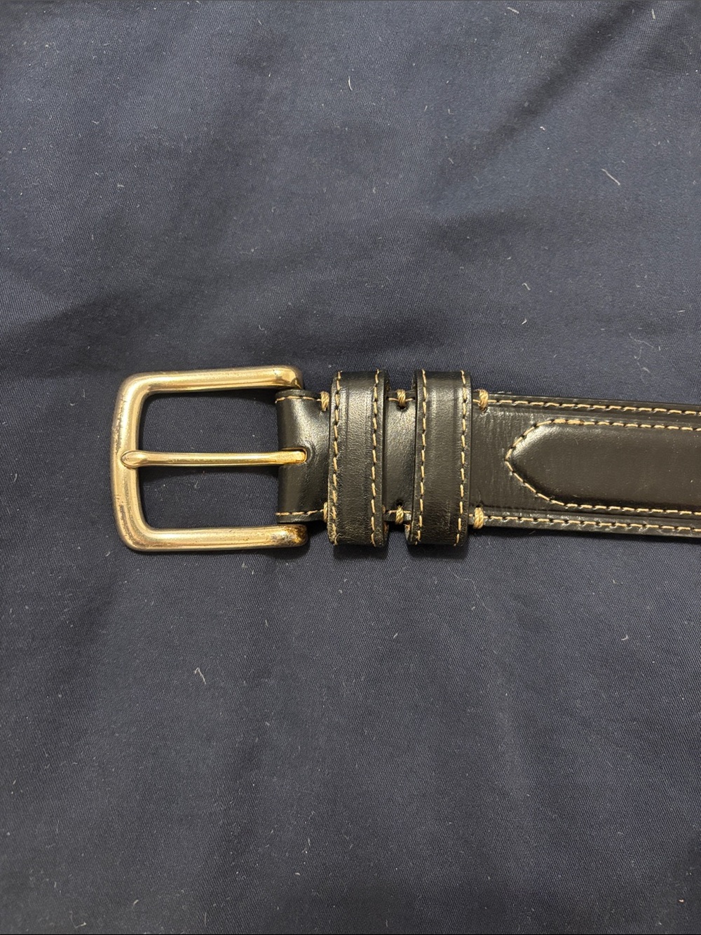 Orvis Black Leather Belt with Brass Buckle